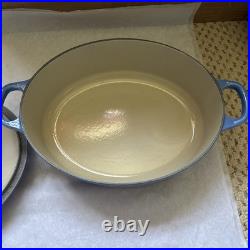 Le Creuset France Oval Dutch Oven #27 Blue Cast Iron 4.5Qt withLid