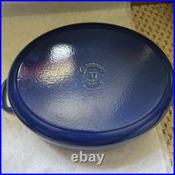 Le Creuset France Oval Dutch Oven #27 Blue Cast Iron 4.5Qt withLid