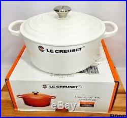 Le Creuset France Round 3.5 Qt Dutch Oven Cast Iron Matte Cotton White #22 NIB