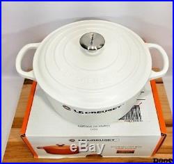 Le Creuset France Round 3.5 Qt Dutch Oven Cast Iron Matte Cotton White #22 NIB