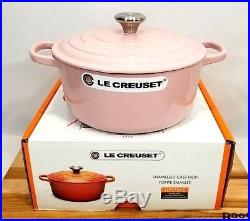 Le Creuset France Round 3.5 Quart Dutch Oven Cast Iron Chiffon Hibiscus Pink NIB