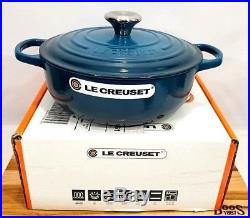 Le Creuset France Round 3.5 Quart Dutch Oven Cast Iron Deep Teal Blue #24 NIB
