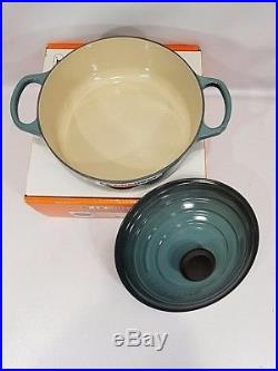 Le Creuset France Round 3.5 Quart Dutch Pot Oven Cast Iron Ocean Blue #24 NEW