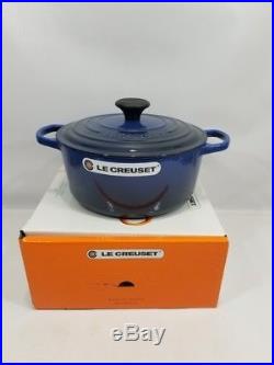 Le Creuset France Round 4.5 Quart Casserole Pot Oven Cast Iron Lapis Blue NIB