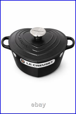 Le Creuset Heart Cocotte 2 Qt Cast Iron Dutch Oven Matte Black Made in Franc