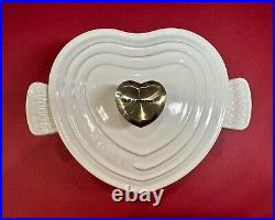 Le Creuset Heritage White Cast Iron Heart Gold Heart Knob 2L Deep Coeur Cocotte