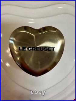 Le Creuset Heritage White Cast Iron Heart Gold Heart Knob 2L Deep Coeur Cocotte