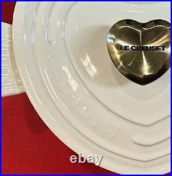 Le Creuset Heritage White Cast Iron Heart Gold Heart Knob 2L Deep Coeur Cocotte