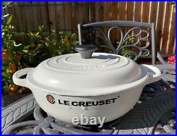 Le Creuset Matte Cotton White Cast Iron Soup Pot 2.5 Qt 22 New