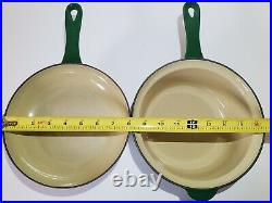 Le Creuset Multifunction Skillet Saucepan #22 EMERALD GREEN EUC 2.25Qt Combo Set