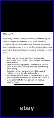 Le Creuset NEW 5.5Qt Round Dutch Oven Enameled Cast Iron NectarYellow