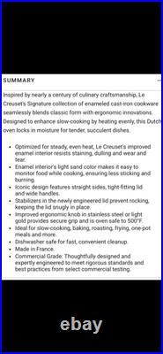 Le Creuset NEW 7.25Qt Round Dutch Oven Enameled Cast Iron -Agave