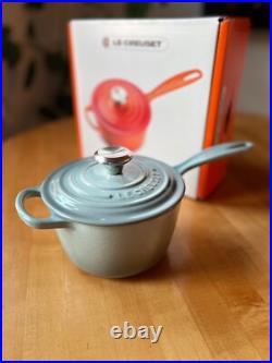 Le Creuset NEW IN BOX Signature Iron Handle Saucepan 1 3/4-Qt. Gray/Sea Salt