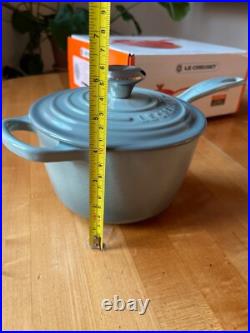 Le Creuset NEW IN BOX Signature Iron Handle Saucepan 1 3/4-Qt. Gray/Sea Salt