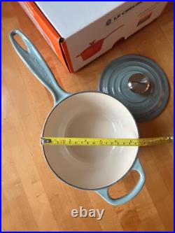Le Creuset NEW IN BOX Signature Iron Handle Saucepan 1 3/4-Qt. Gray/Sea Salt