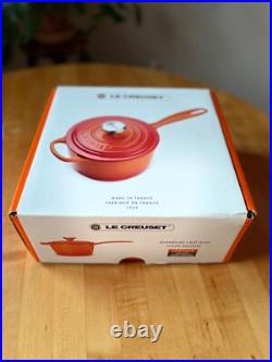Le Creuset NEW IN BOX Signature Iron Handle Saucepan 1 3/4-Qt. Gray/Sea Salt