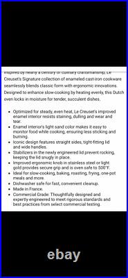 Le Creuset NEW5.5QtSignature Round Dutch Oven Cast Iron -Flame Color