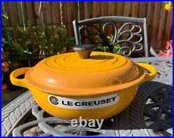 Le Creuset Nectar Yellow Cast Iron Soup Pot 2.5 Qt 22 New