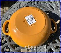 Le Creuset Nectar Yellow Cast Iron Soup Pot 2.5 Qt 22 New