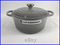 Le Creuset New 3.5 Quart Qt Round Casserole Dutch Oven Mist Gray Glossy Finish