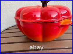 Le Creuset Orange Cast Iron Classic Pumpkin Casserole Pot Ceramic with Lid 2 Qt