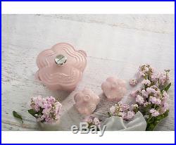 Le Creuset Pink Chiffon Flower Cocotte Dutch Oven Enamel Cast Iron Hibiscus 16cm
