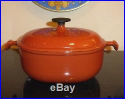 Le Creuset Rare Vintage Brick Red Color Enzo Mari La Mama #21 Oval Dutch Oven