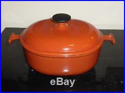 Le Creuset Rare Vintage Brick Red Color Enzo Mari La Mama #21 Oval Dutch Oven