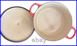 Le Creuset Red Enamel Cast Iron Dutch Oven #18 Red 2QT