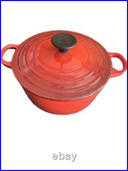 Le Creuset Red Enamel Cast Iron Dutch Oven #18 Red 2QT