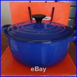 Le Creuset Round Shaped Cast Iron French Oven Casserole Pot Blue Cookware 20cm