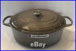 Le Creuset SIGNATURE CAST IRON MATTE OVAL DUTCH OVEN 9 1/2 QtFrench GreyNWOB