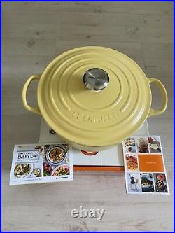 Le Creuset SIGNATURE Matte Mimosa Yellow Dutch Oven 5.5 Qt 5 1/2 RARE Cast Iron