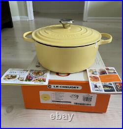 Le Creuset SIGNATURE Matte Mimosa Yellow Dutch Oven 5.5 Qt 5 1/2 RARE Cast Iron