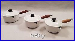 Le Creuset Set White Cast Iron Enamelled Saucepans & Stand Sizes 14 16 18 20 22