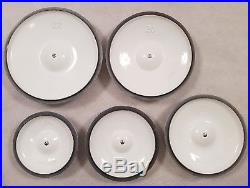 Le Creuset Set White Cast Iron Enamelled Saucepans & Stand Sizes 14 16 18 20 22