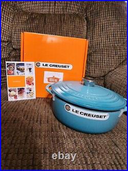 Le Creuset Shallow Dutch Oven 2.75qt Cast Iron Caribbean Teal Made In France