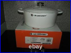 Le Creuset Shiny White 7-1/4 Qt, #28, Round Dutch Oven, Cast Iron Signature NEW