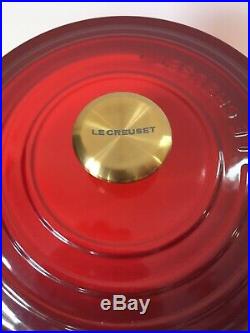 Le Creuset Signature 5.5 Qt Round Dutch Oven-Gold Knob-Cherry-Retails $450