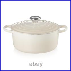 Le Creuset Signature Cast Iron 26cm Round Casserole 5.5 Qt Meringue
