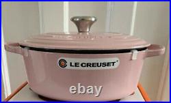 Le Creuset Signature Cast Iron 27cm Oval Casserole Chiffon Pink(No Box) New
