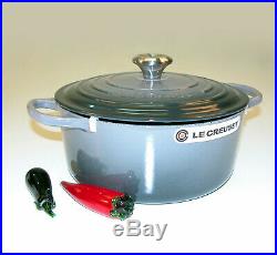 Le Creuset Signature Cast-Iron 5 ½ QT Round Dutch Oven Oyster Grey 26cm -NIB