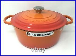 Le Creuset Signature Cast Iron 7 1/4-Qt Round Dutch Oven, Flame Orange