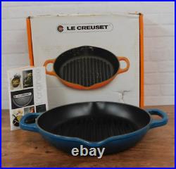 Le Creuset Signature Cast Iron 9.75 Inch Round Deep Grill Pan, Deep Teal NEW