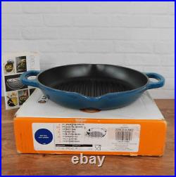 Le Creuset Signature Cast Iron 9.75 Inch Round Deep Grill Pan, Deep Teal NEW