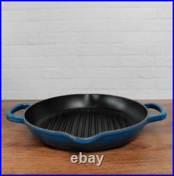 Le Creuset Signature Cast Iron 9.75 Inch Round Deep Grill Pan, Deep Teal NEW