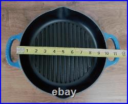 Le Creuset Signature Cast Iron 9.75 Inch Round Deep Grill Pan, Deep Teal NEW