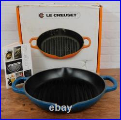 Le Creuset Signature Cast Iron 9.75 Inch Round Deep Grill Pan, Deep Teal NEW