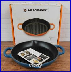 Le Creuset Signature Cast Iron 9.75 Inch Round Deep Grill Pan, Deep Teal NEW