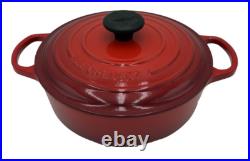 Le Creuset Signature Cast Iron Dutch Oven 4.5 Quart Cherry Red/ Lid #24 NEW